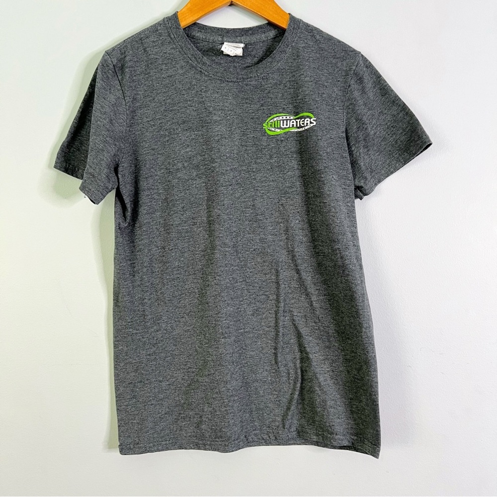 Still Waters Gray T-Shirt with Green Logo Size Small